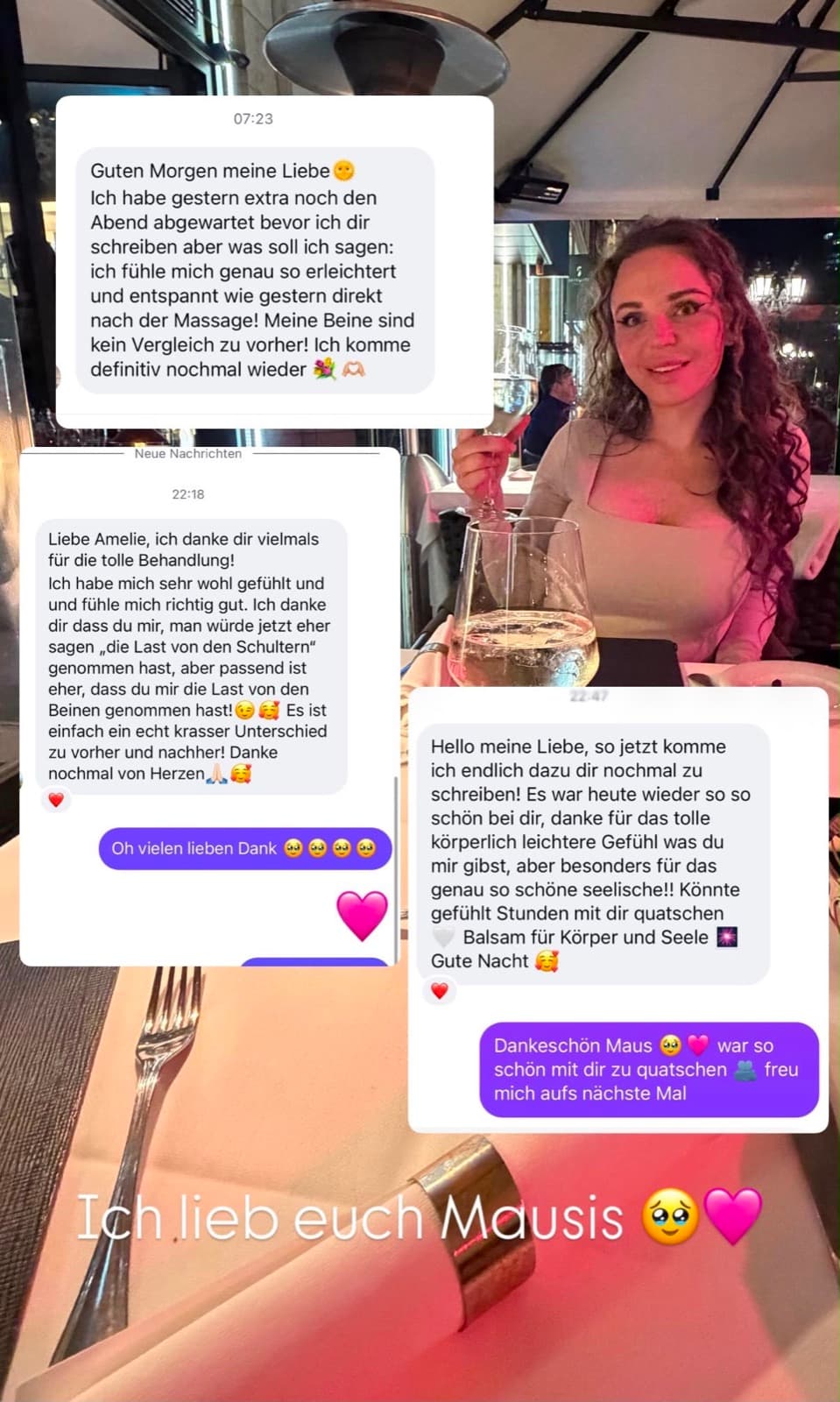 Nachricht einer Kundin nach der Behandlung, Beispiel 3